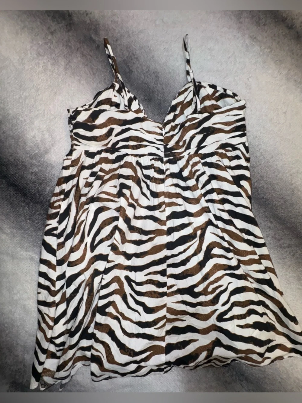 (A2) J.Crew NWOT Keyhole Mini Dress‎ Zebra Stripe Animal Print Brown Ivory 14 16